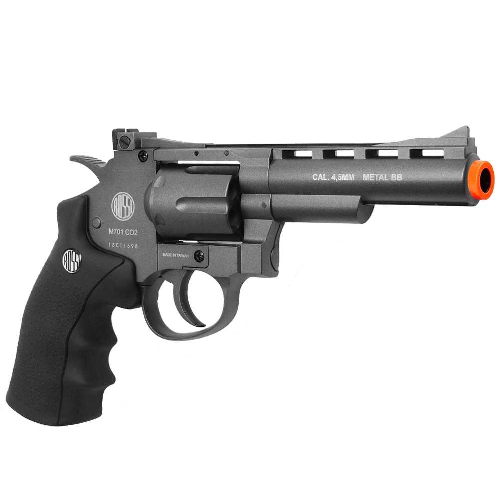 Revolver 38 De Pressão Gas Co2 6 Tiros 4 Oxidado Rossi Full Metal M701  4,5mm 