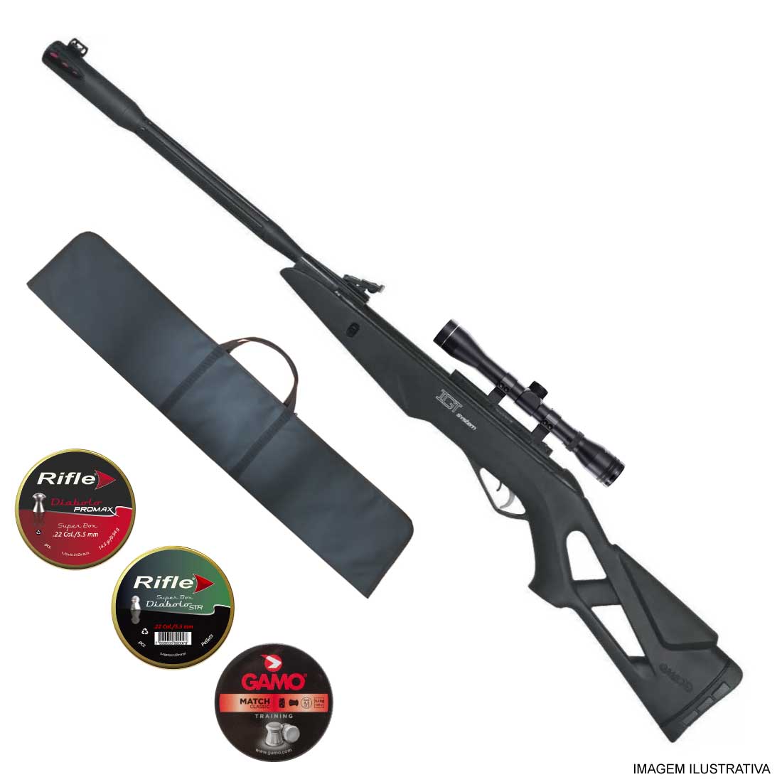Carabina Whisper Fusion Gás Ram IGT 5,5mm + Luneta + Capa | Prime Guns