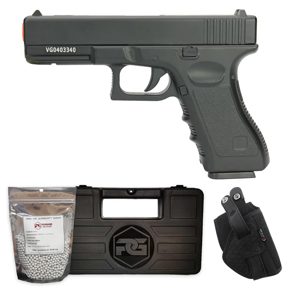 Pistola Airsoft Full Metal Spring Glock Gk-v20 6mm + 1000 Bb