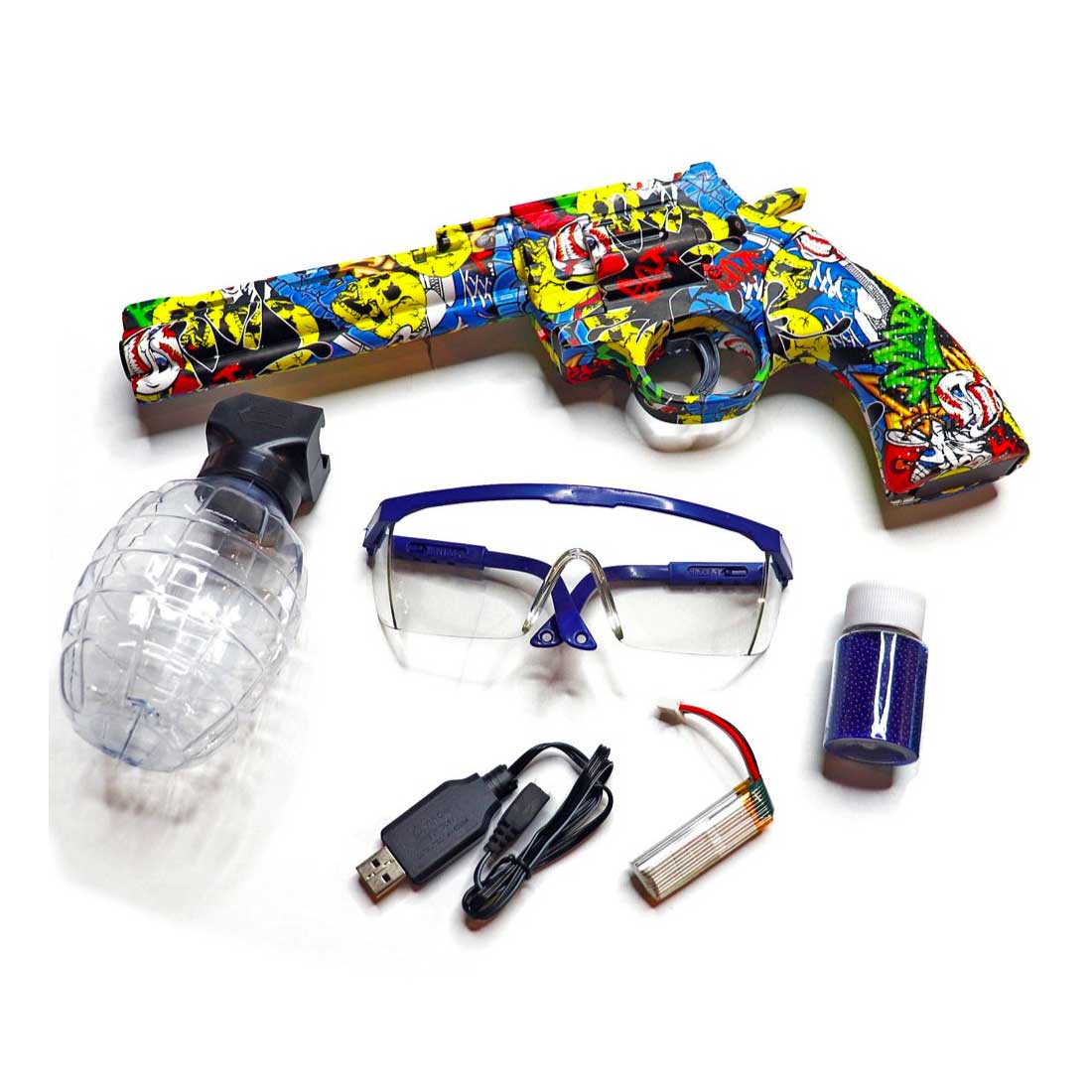 Conjunto de armas de água, laser ou blaster, revólveres e