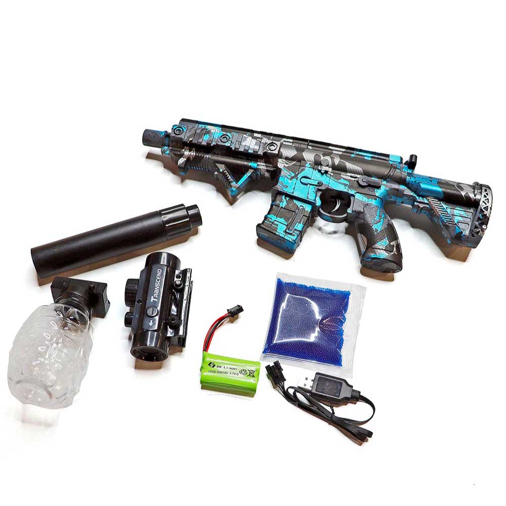 Rifle M416 Azul Elétrico Bolinha de Gel ORBEEZ